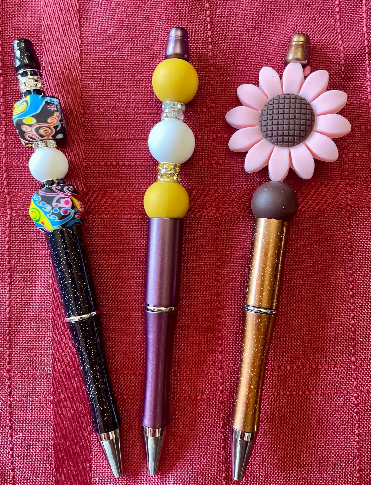 Black ink, pens with beads
