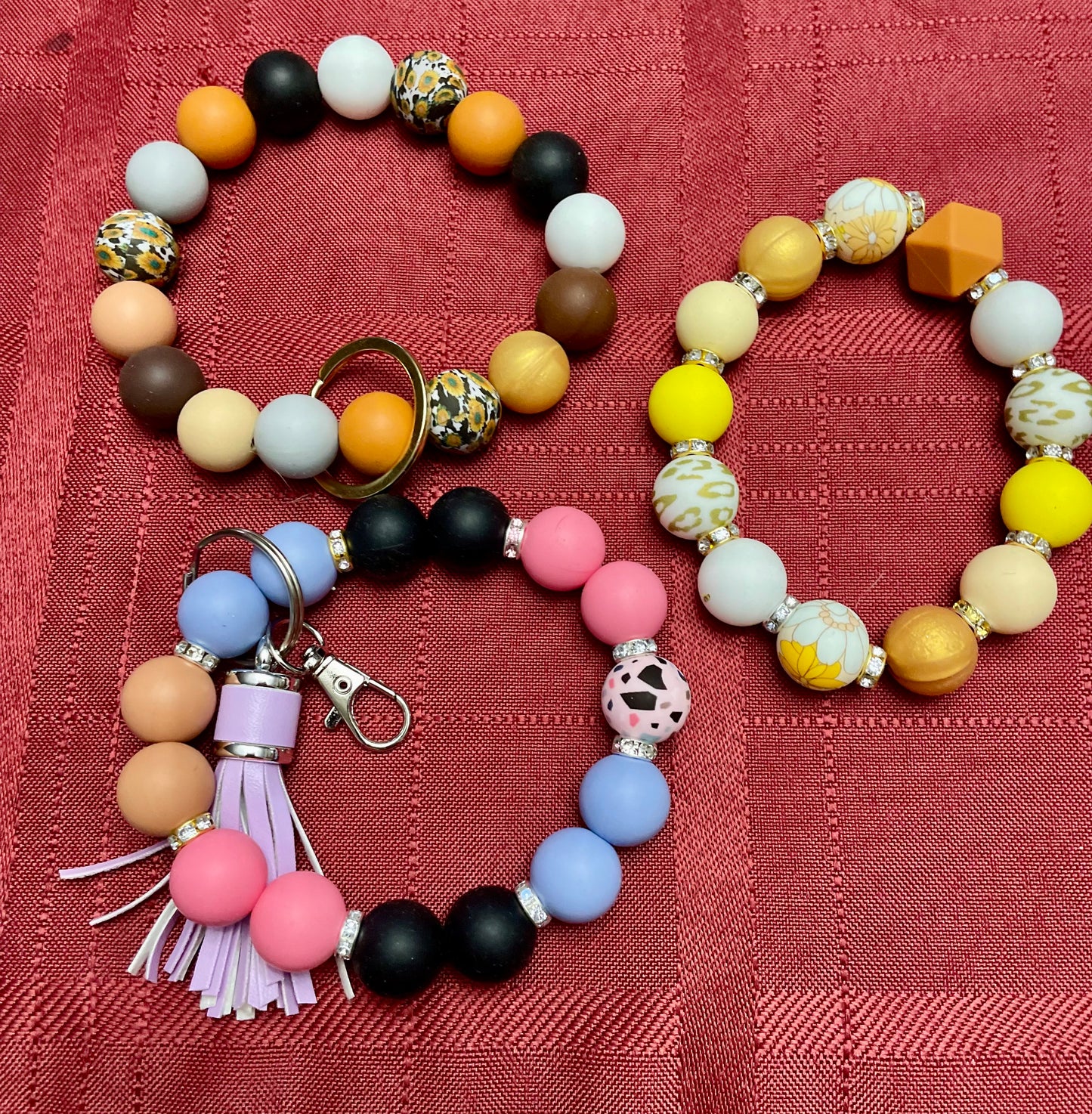 Beaded wrist keychains