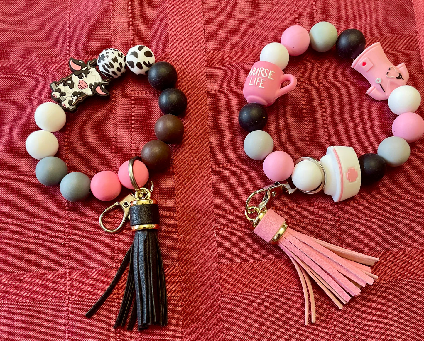 Beaded wrist keychains