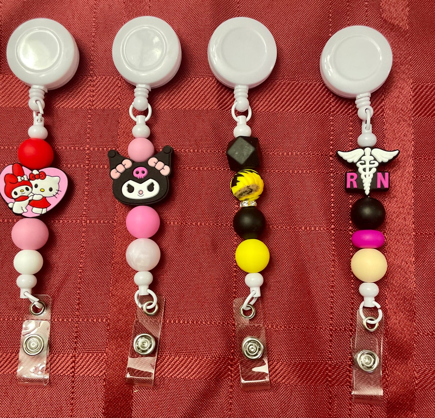 Badge reels with beads