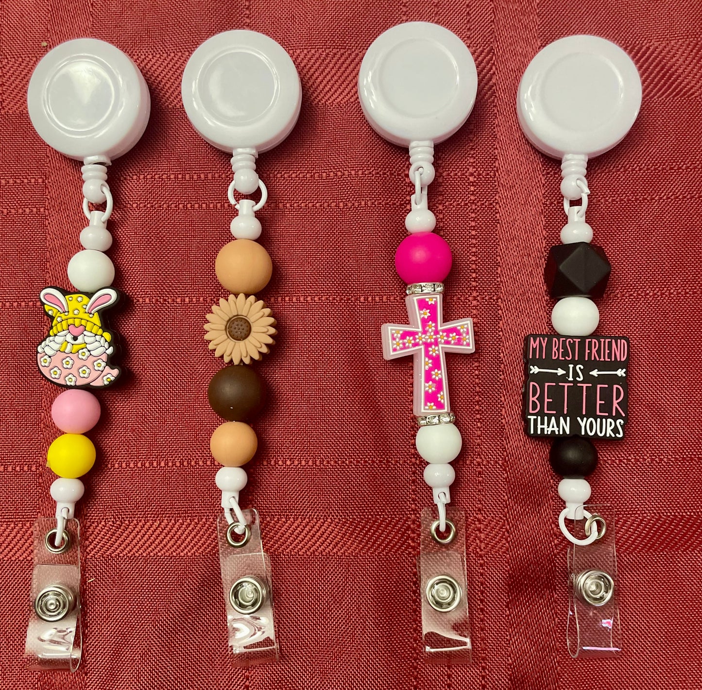 Badge reels with beads