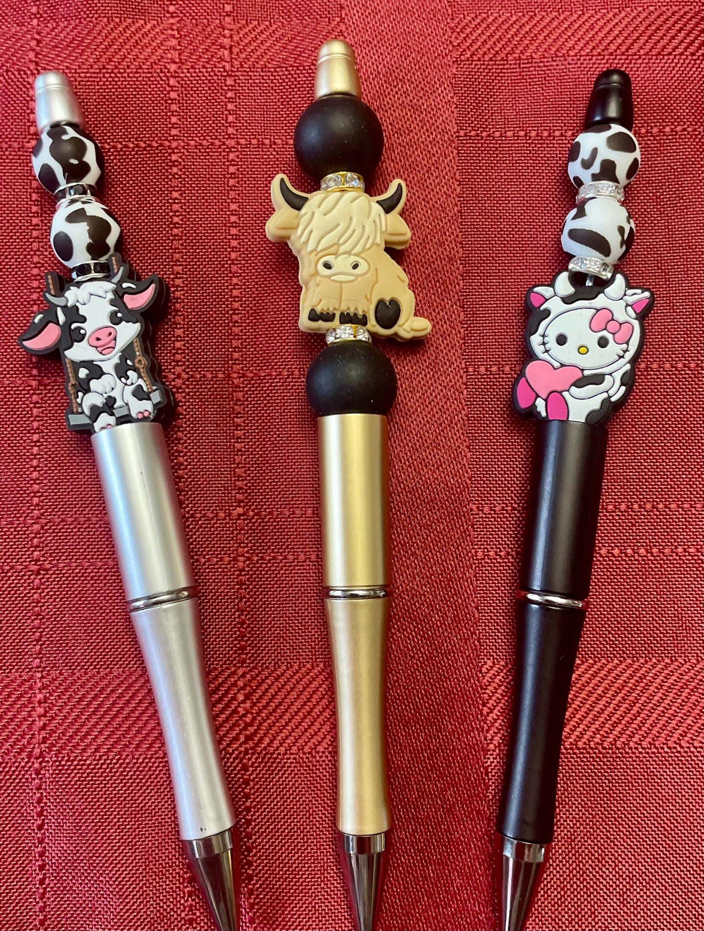Black ink, pens with beads