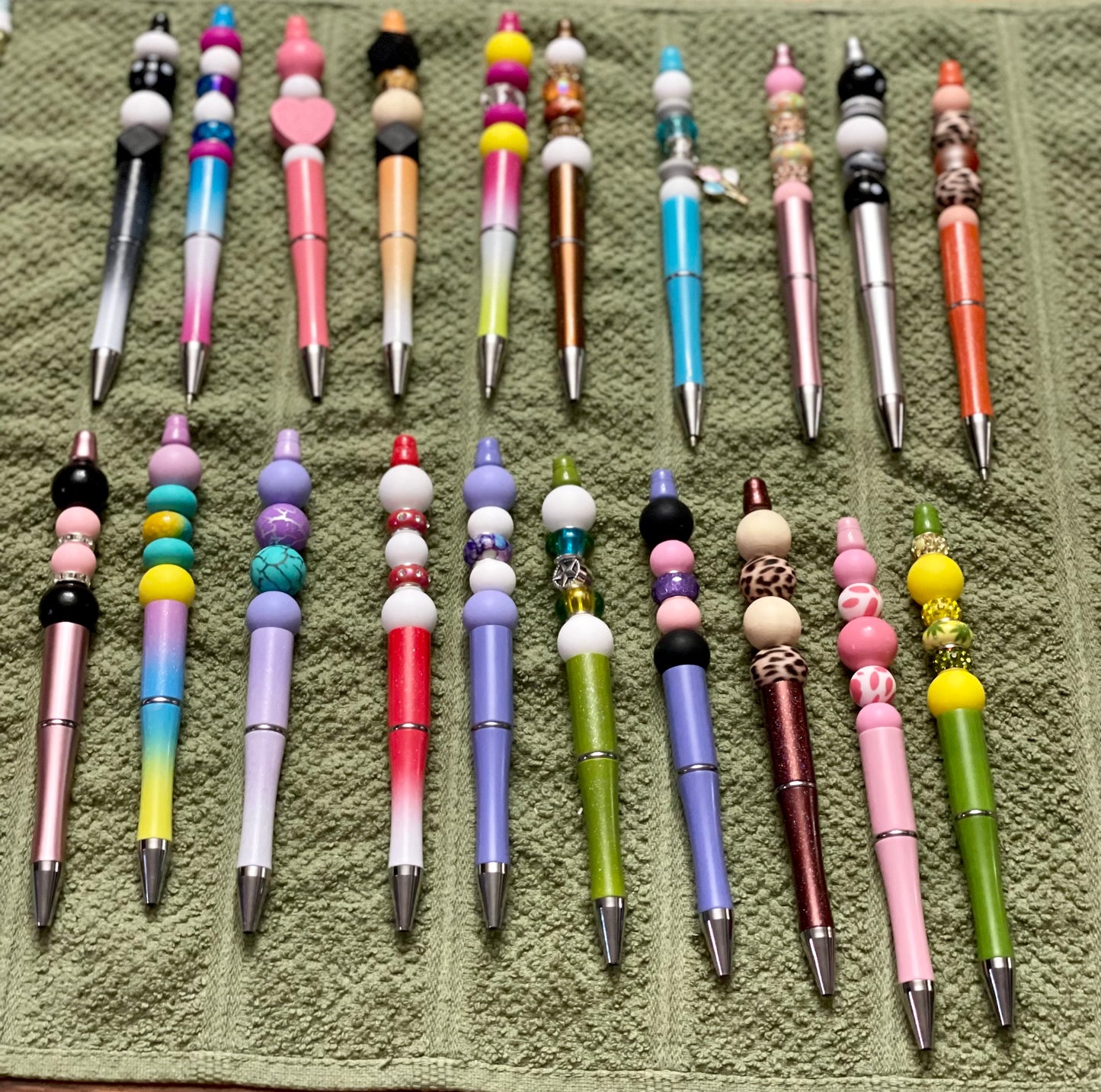 Black ink, pens with beads