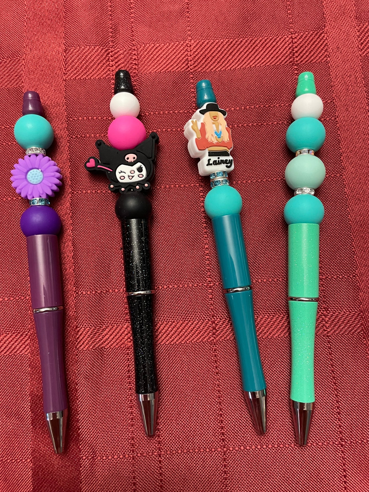 Black ink, pens with beads