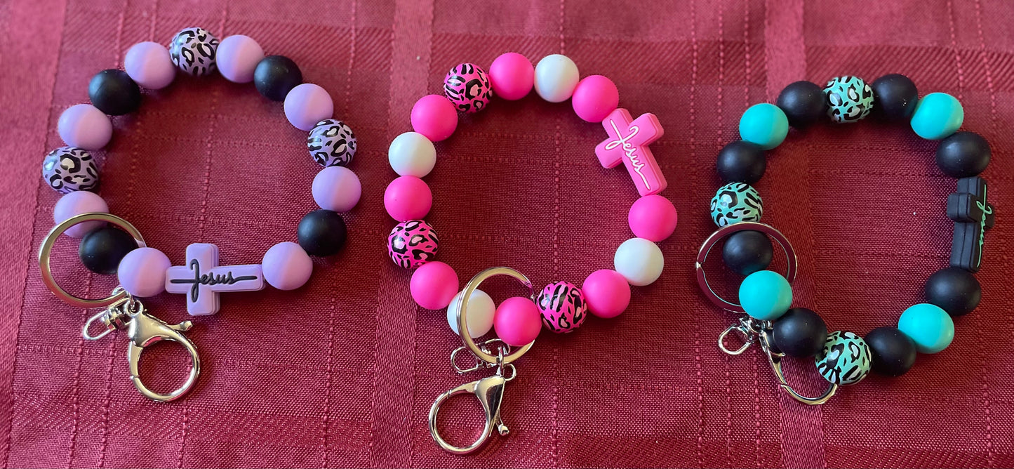 Beaded wrist keychains