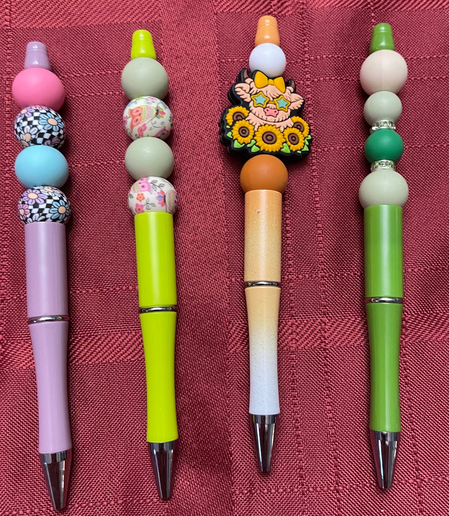 Black ink, pens with beads