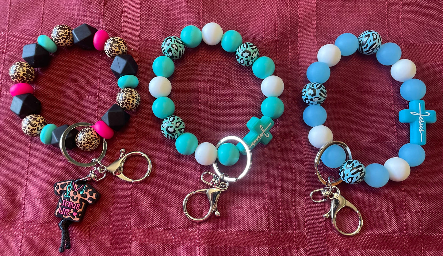 Beaded wrist keychains
