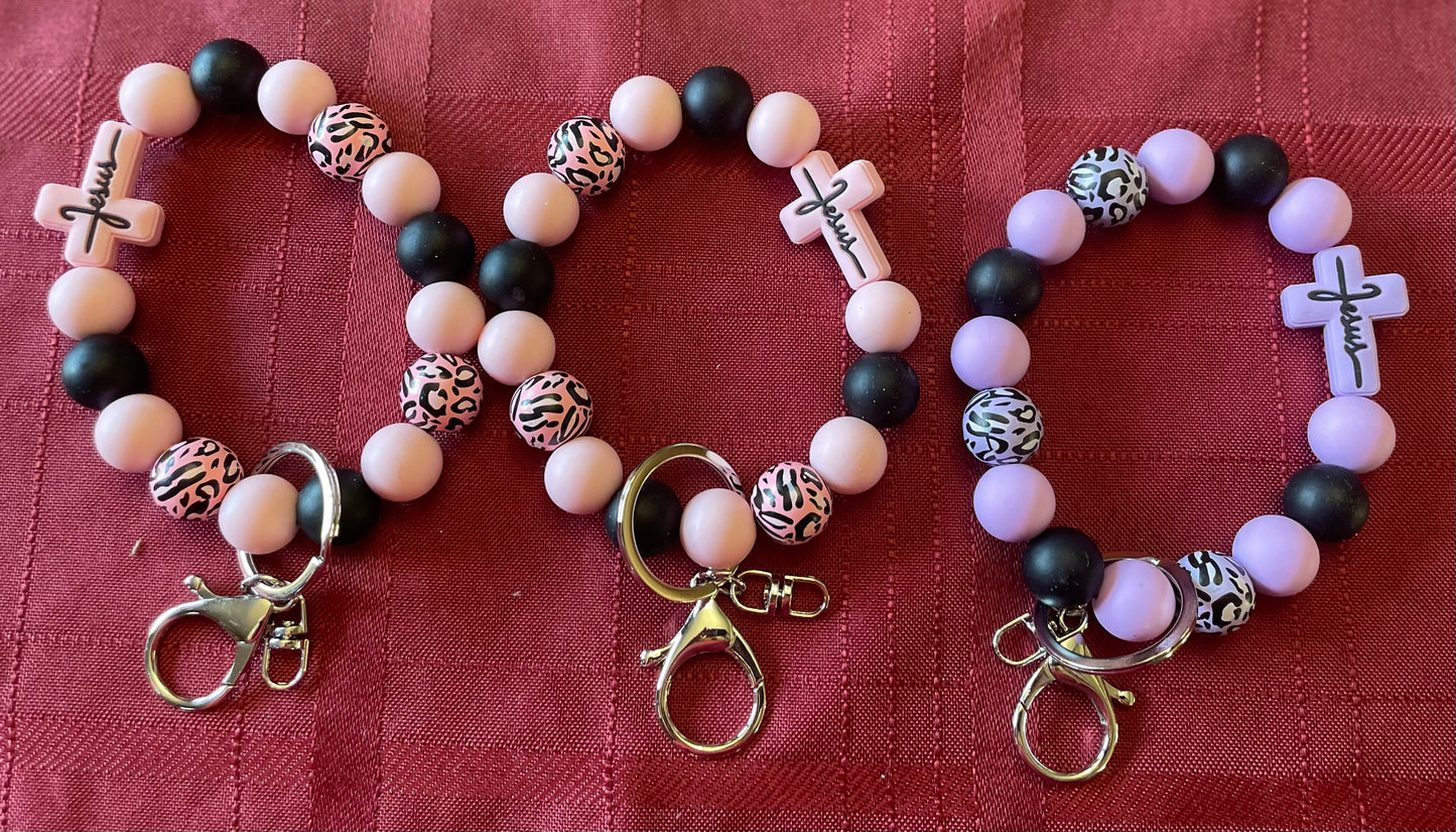 Beaded wrist keychains