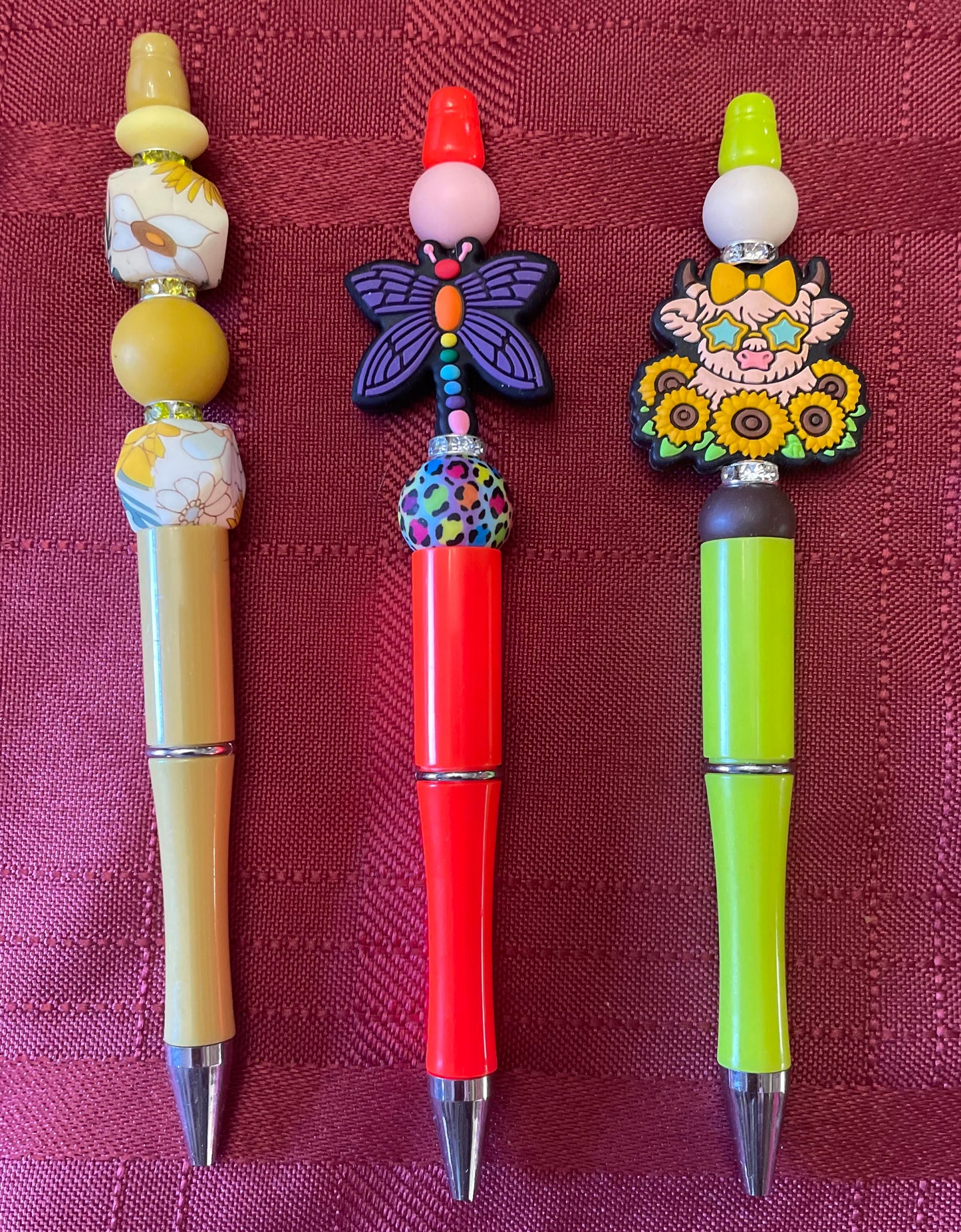 Black ink, pens with beads