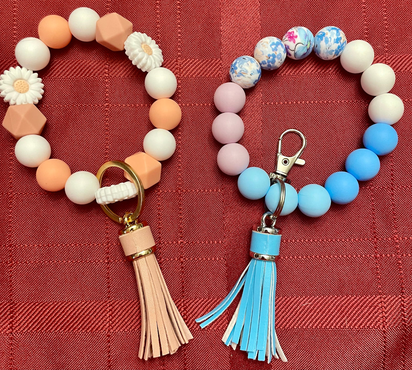 Beaded wrist keychains