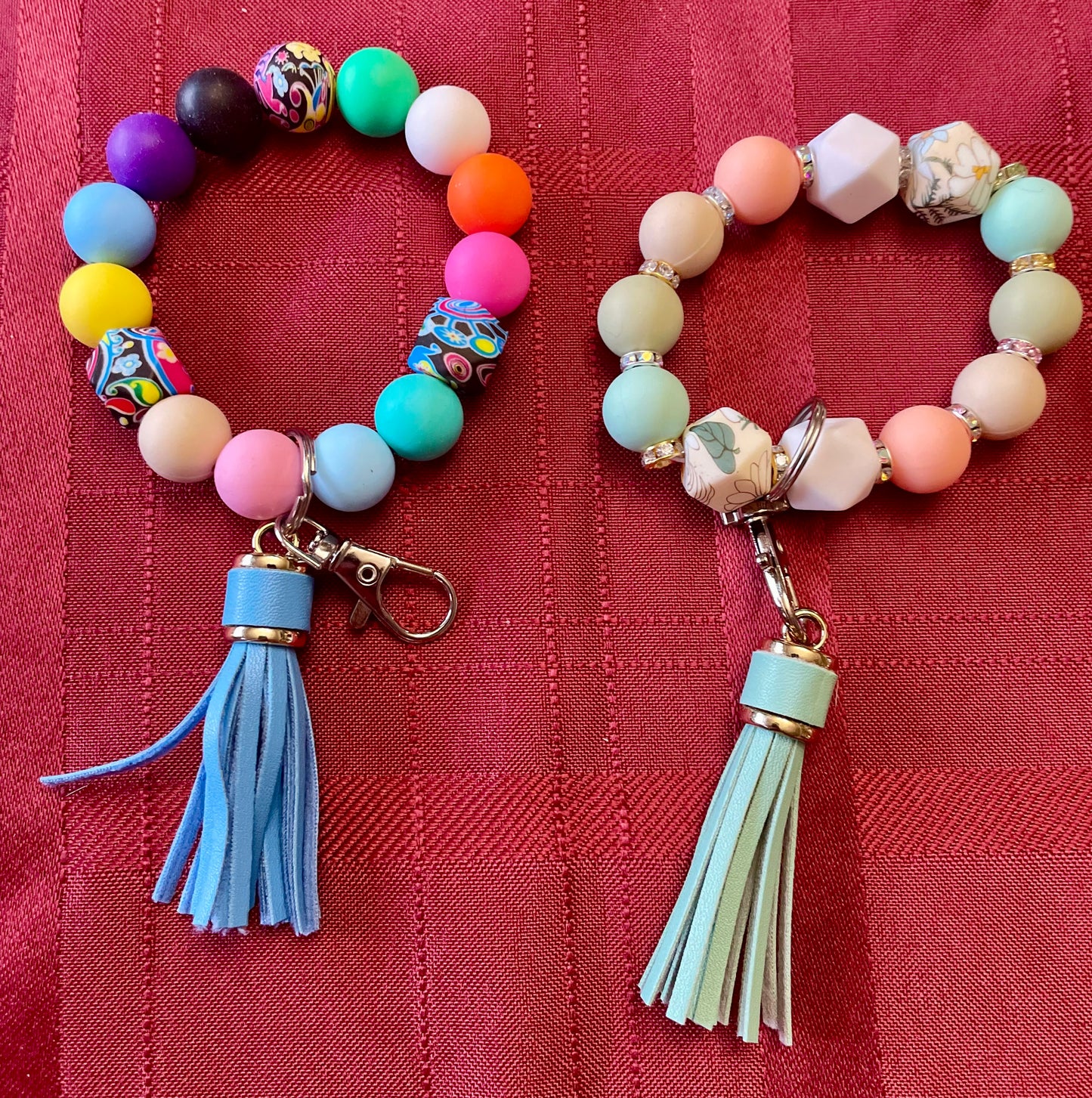 Beaded wrist keychains