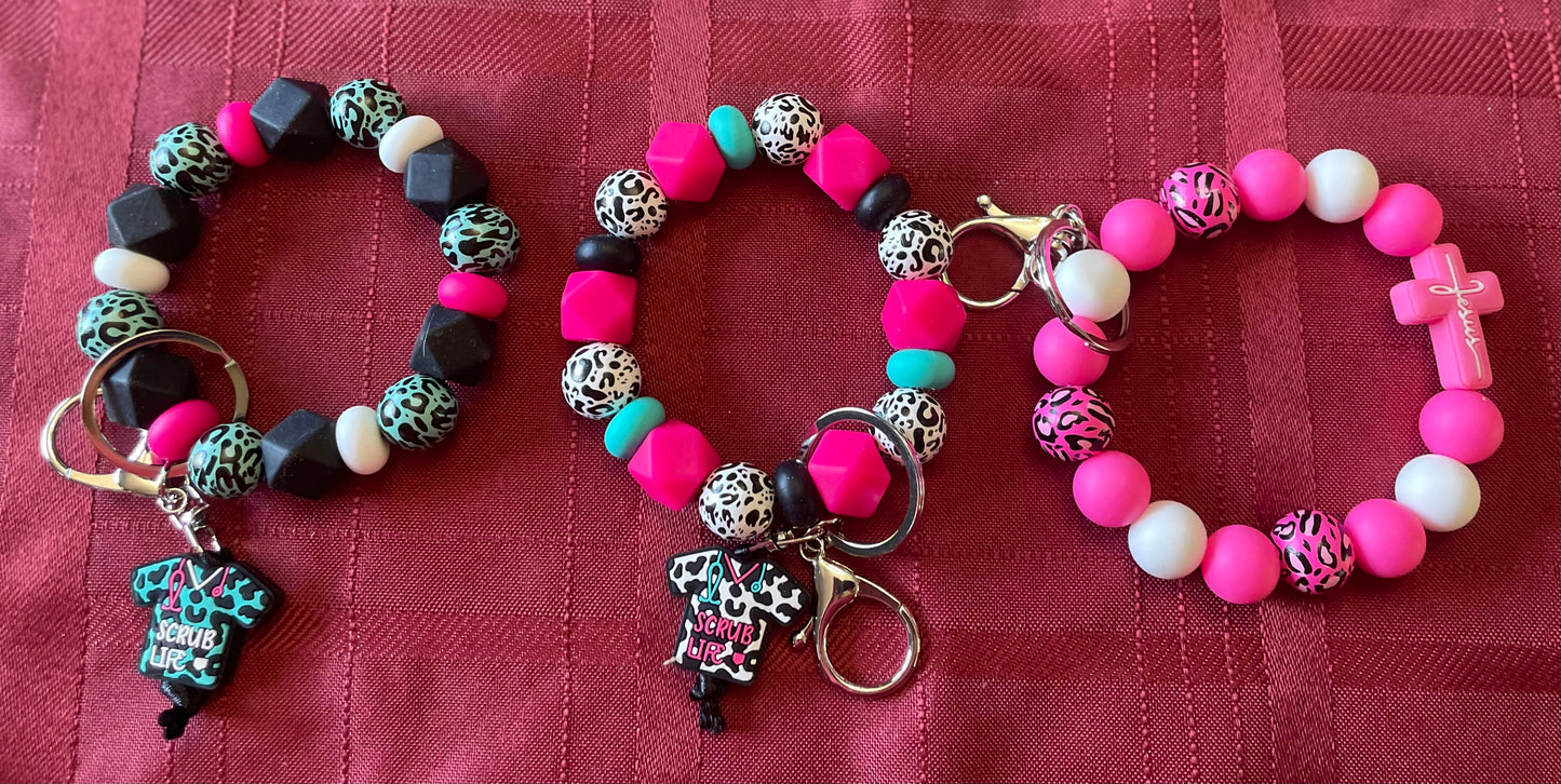 Beaded wrist keychains