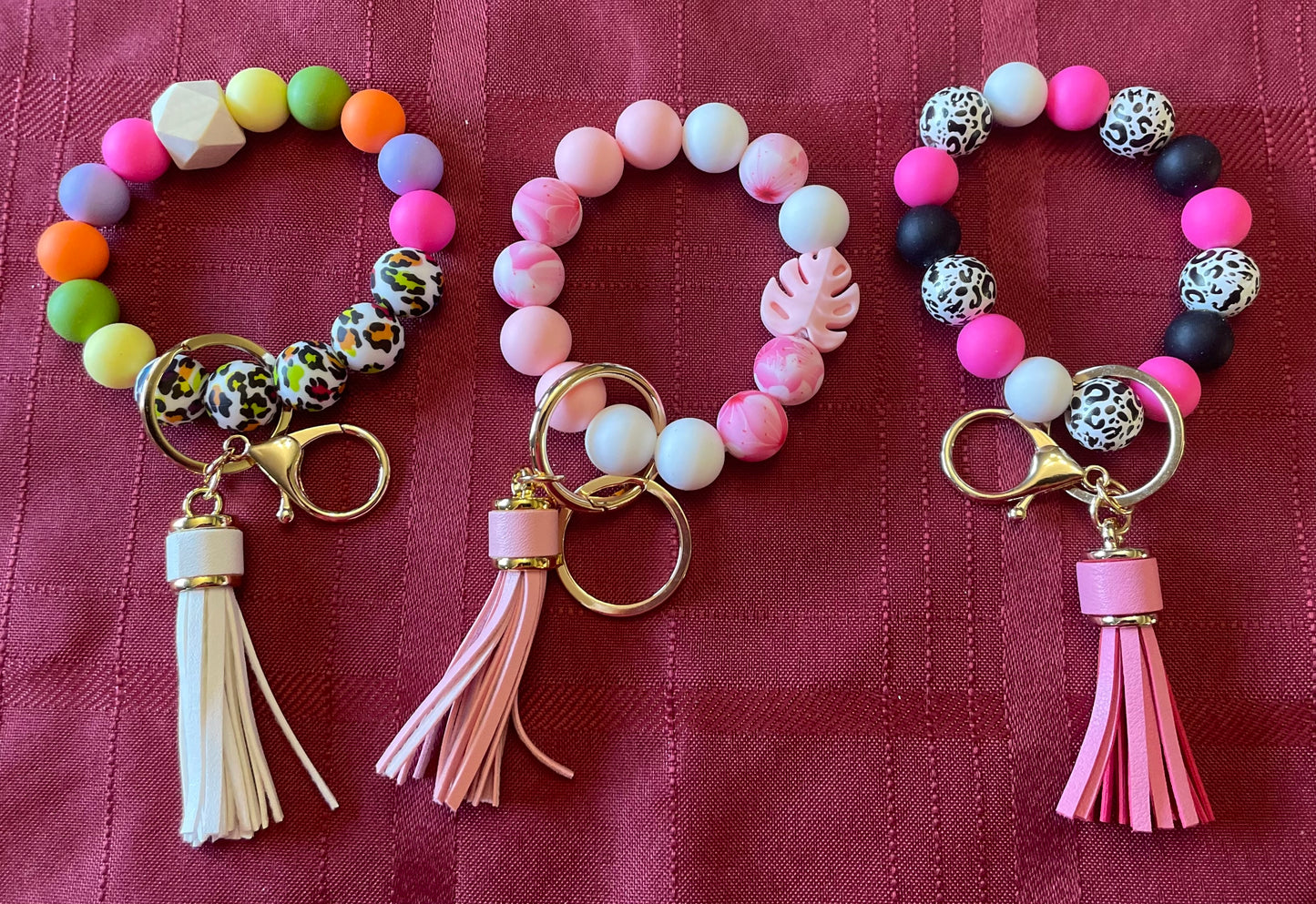 Beaded wrist keychains
