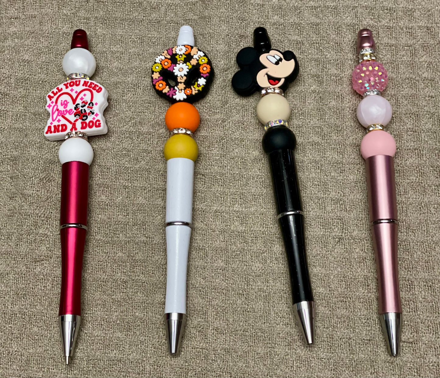 Black ink, pens with beads