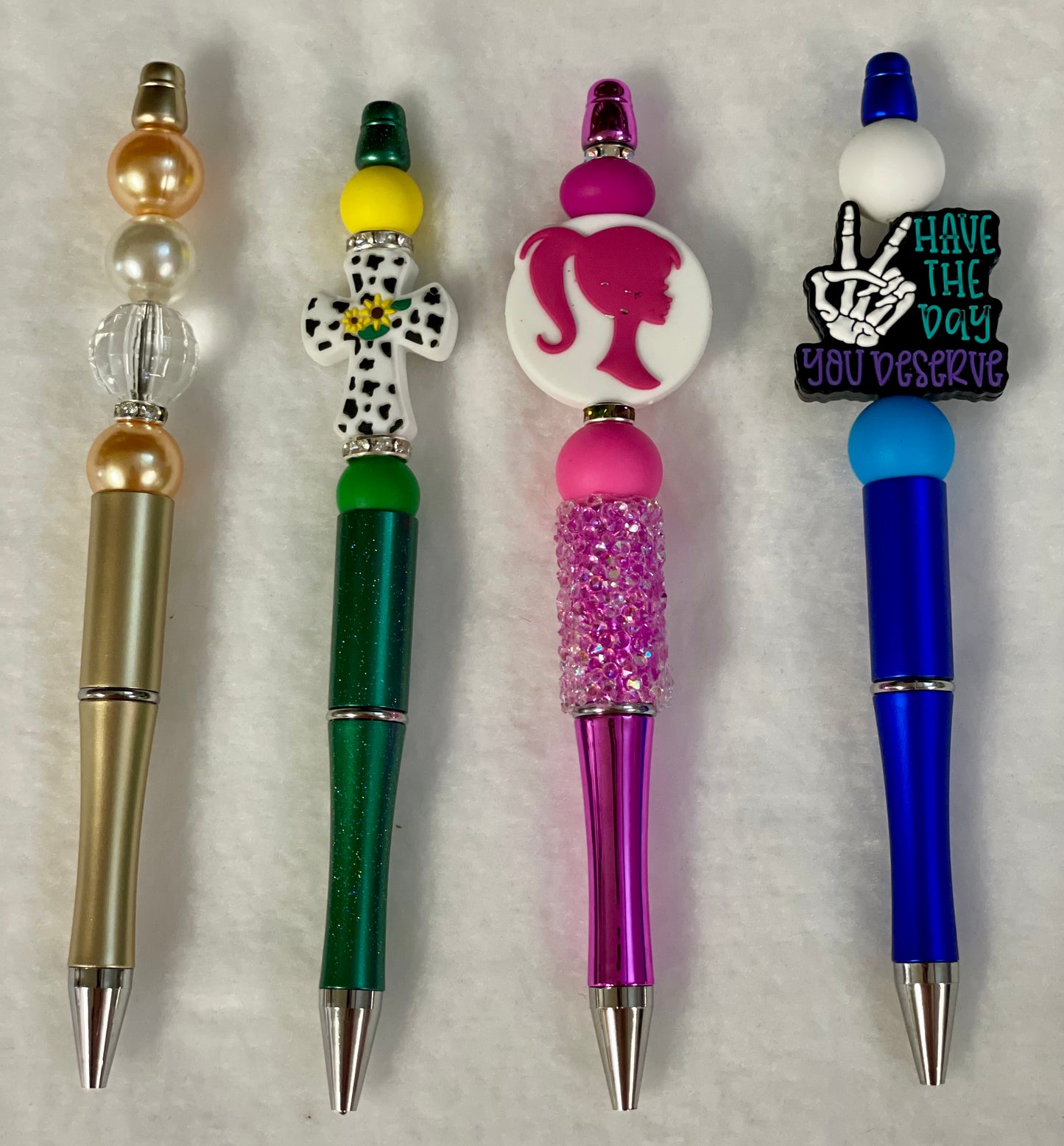 Black ink, pens with beads