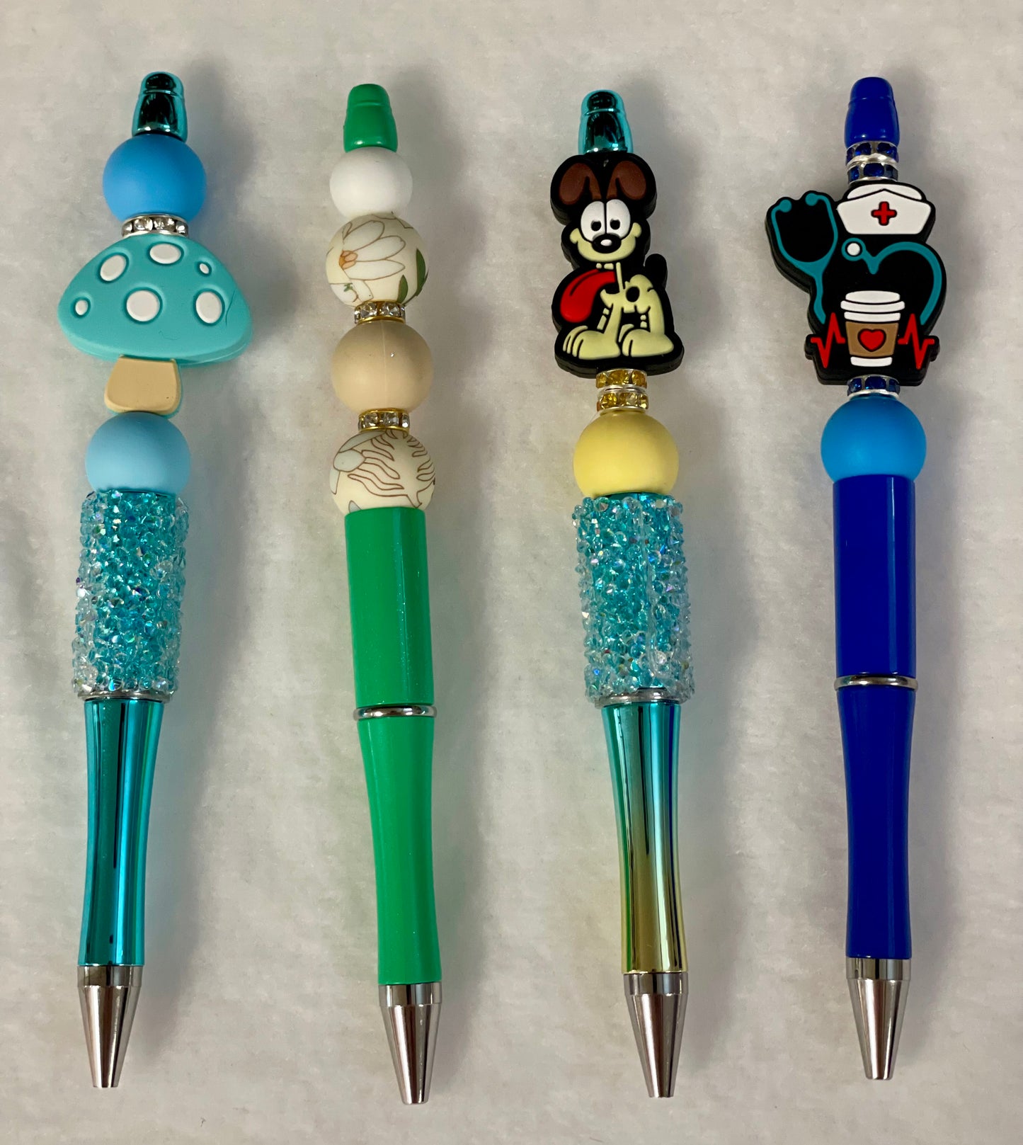 Black ink, pens with beads