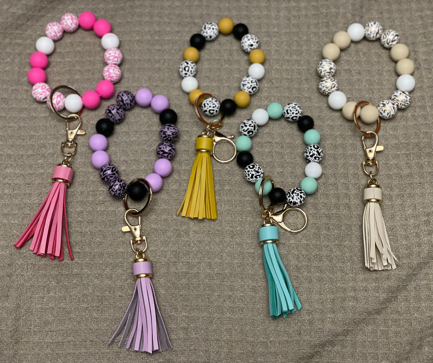 Beaded wrist keychains
