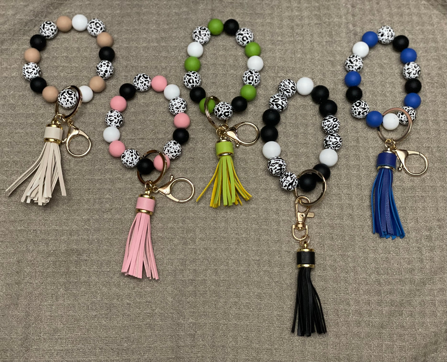 Beaded wrist keychains