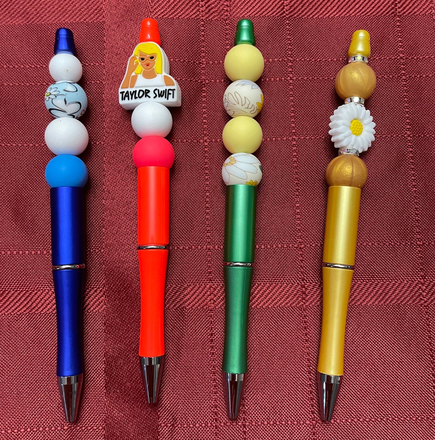 Black ink, pens with beads