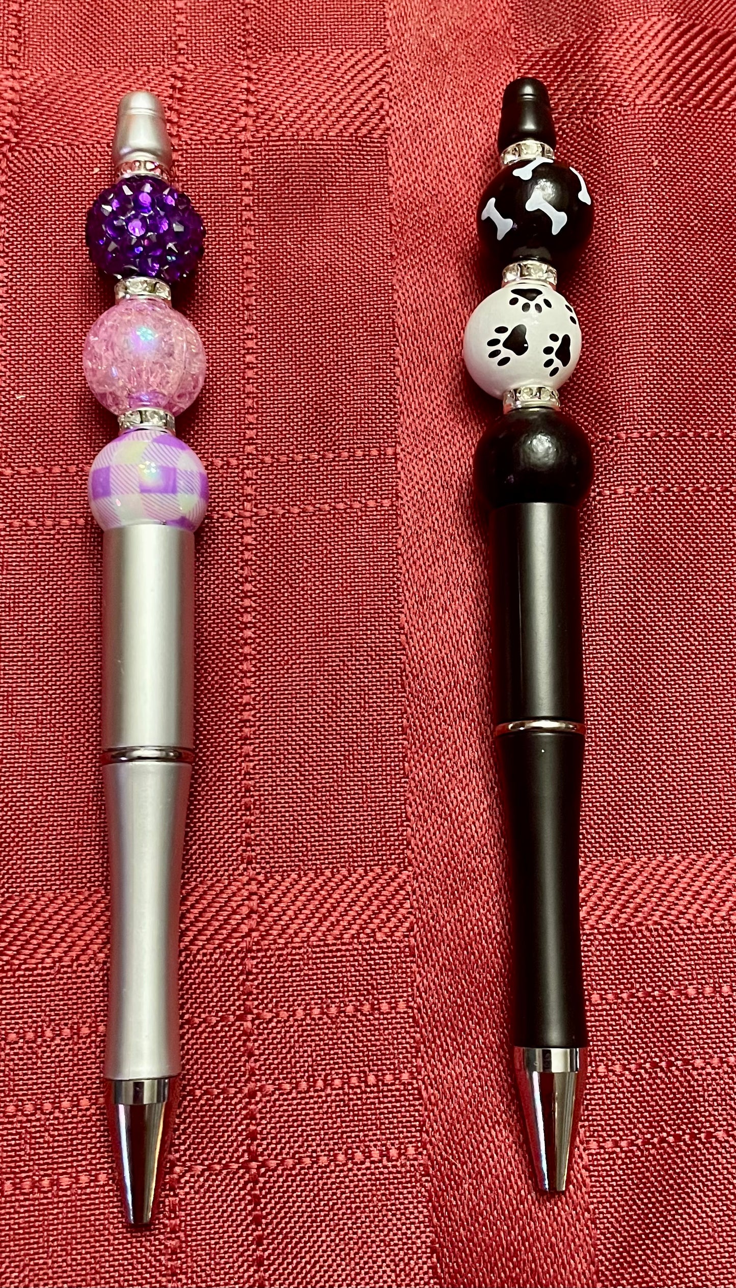 Black ink, pens with beads