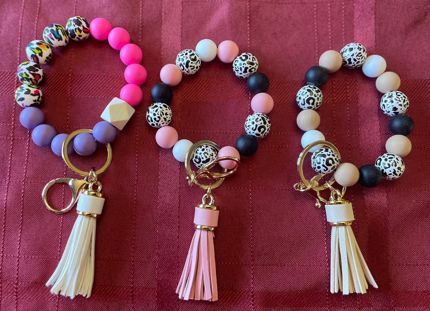 Beaded wrist keychains