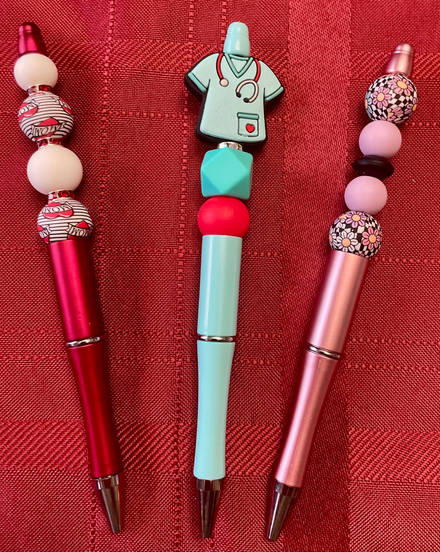 Black ink, pens with beads
