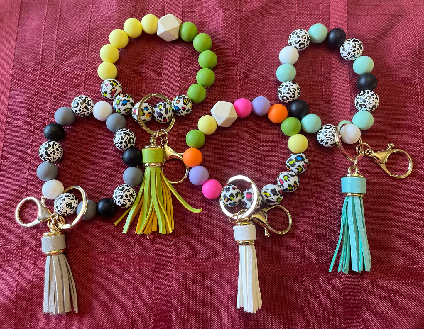 Beaded wrist keychains
