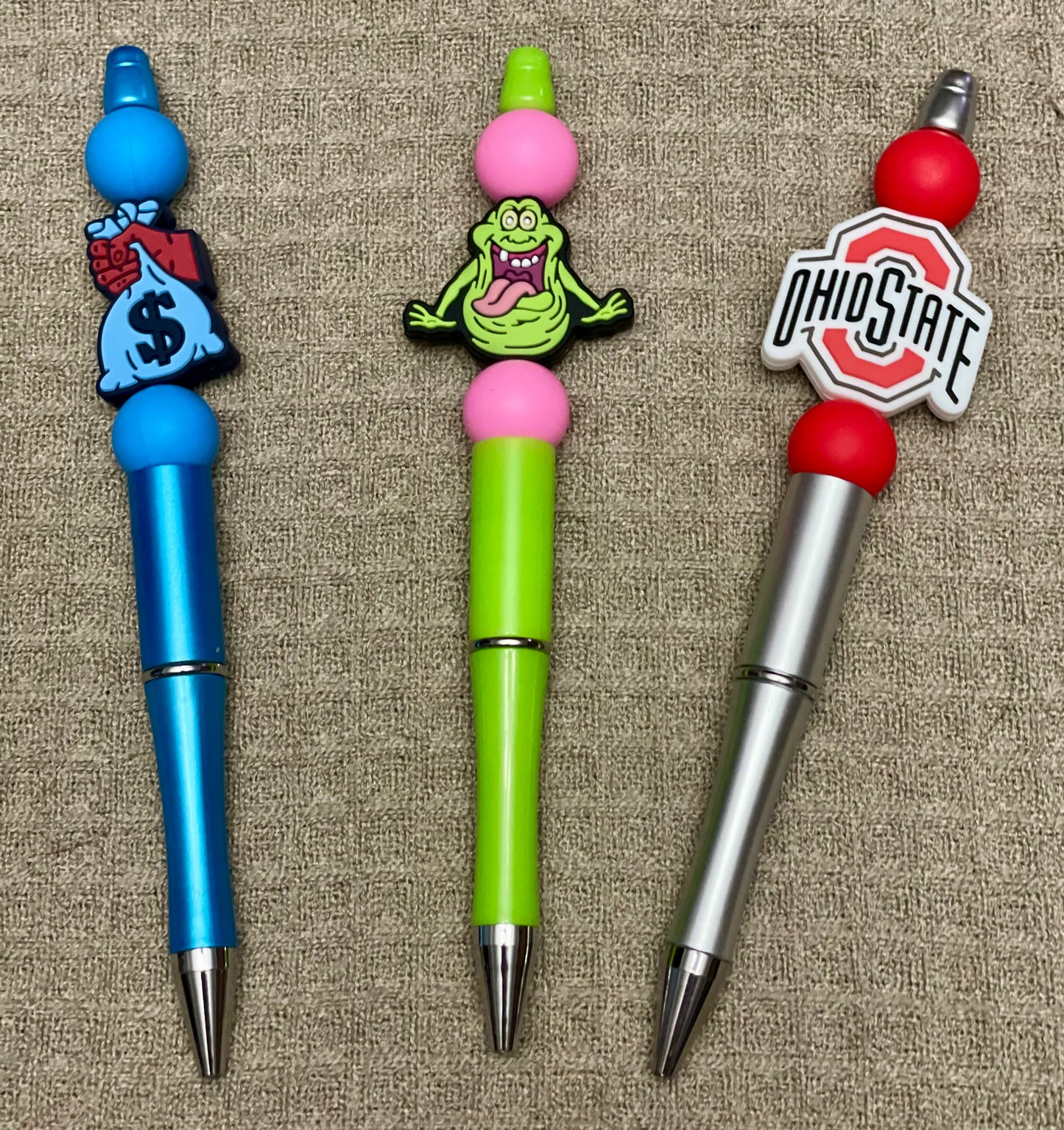 Black ink, pens with beads