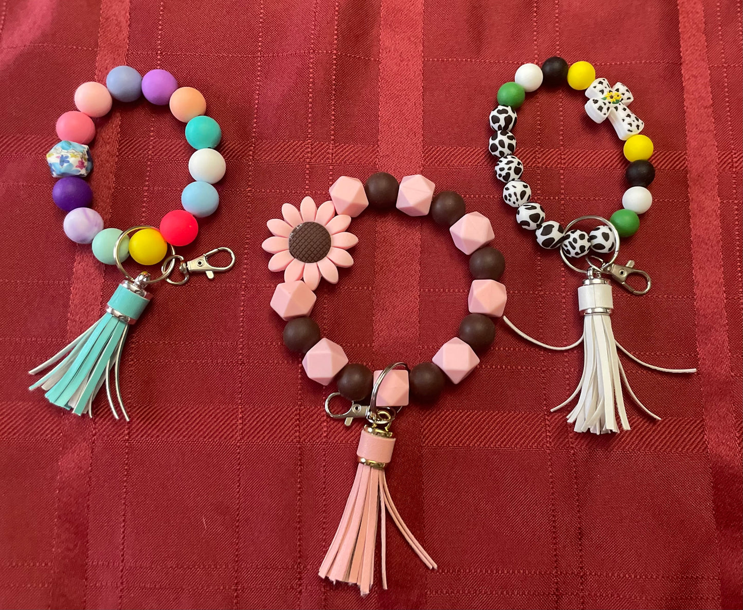 Beaded wrist keychains
