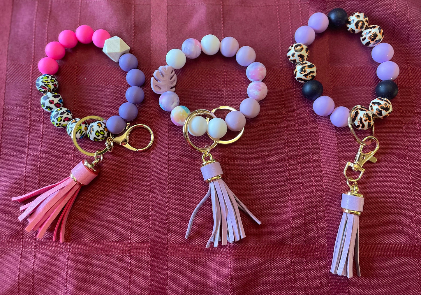 Beaded wrist keychains