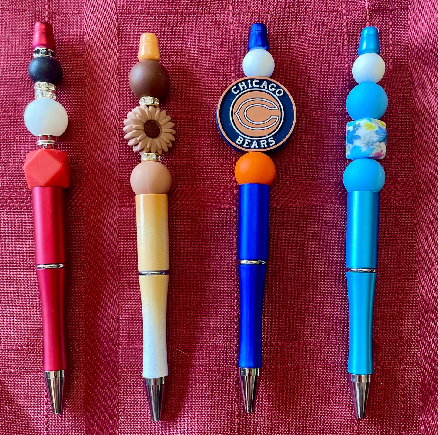 Black ink, pens with beads
