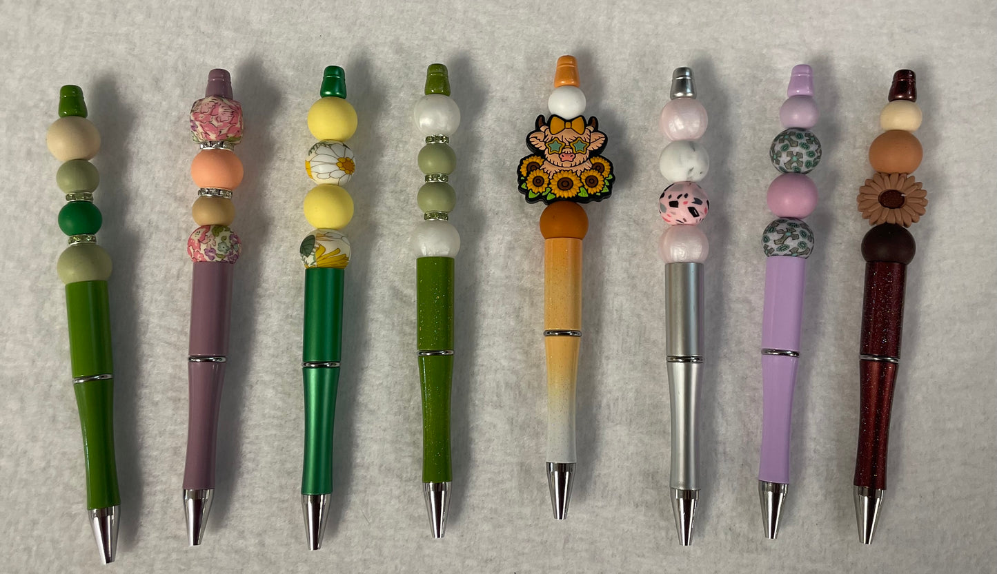 Black ink, pens with beads
