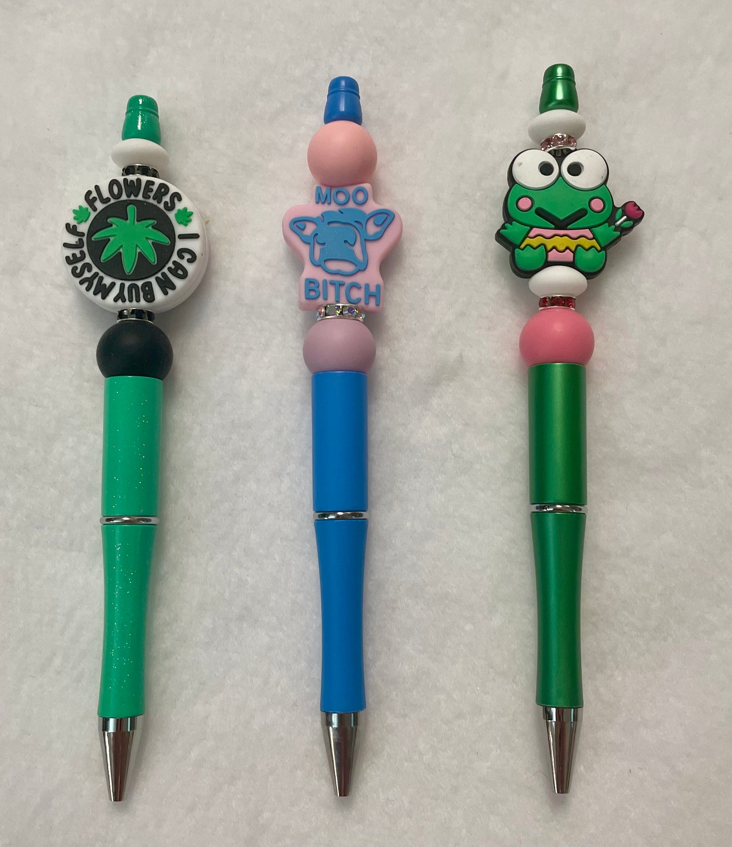 Black ink, pens with beads