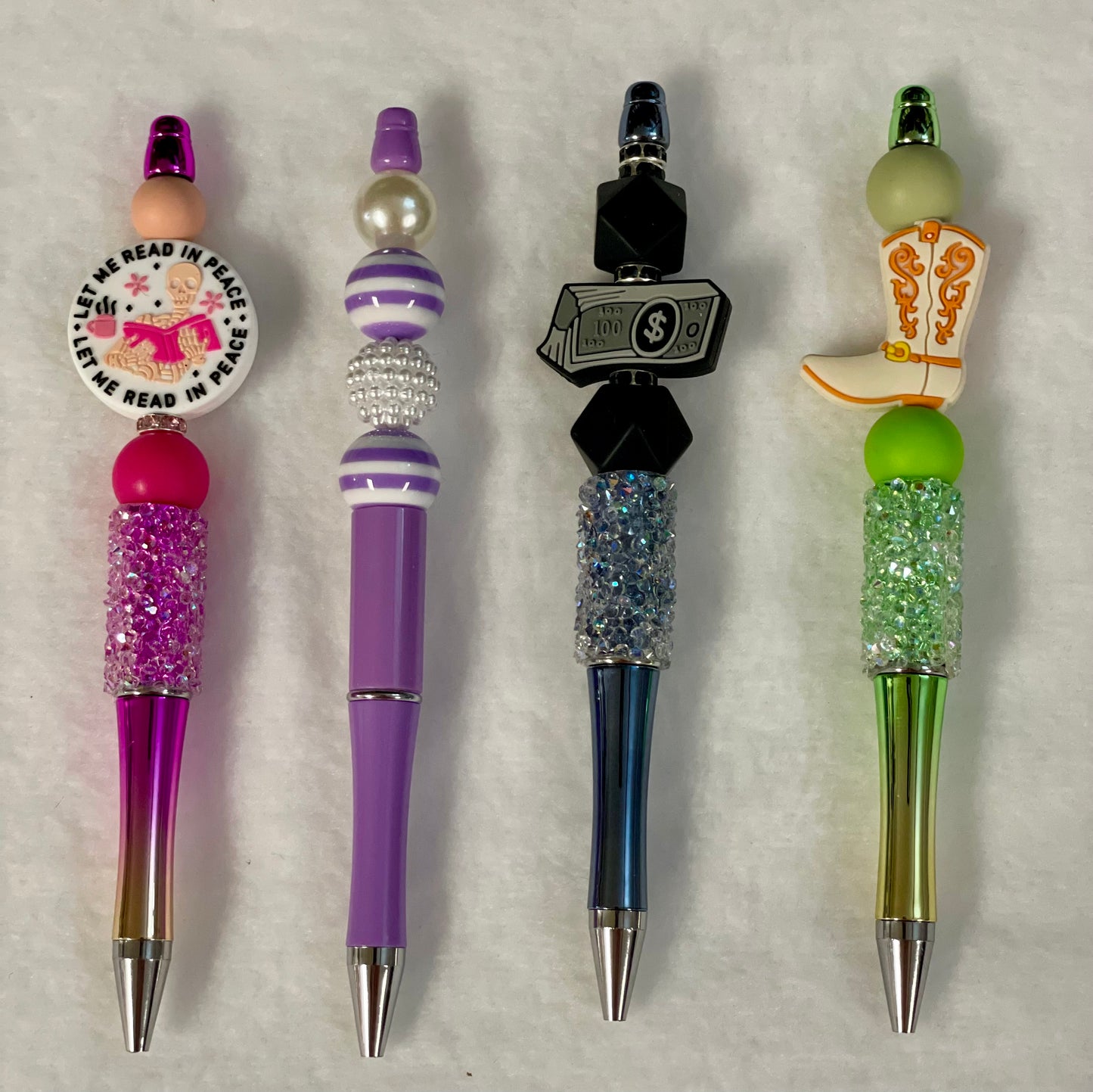 Black ink, pens with beads