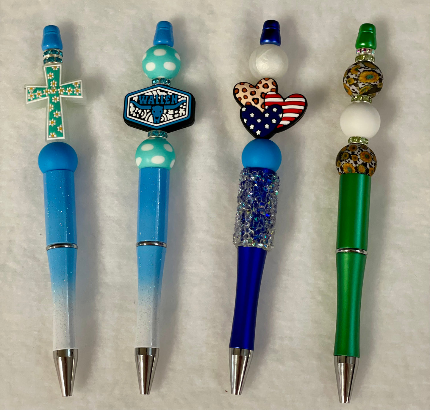 Black ink, pens with beads