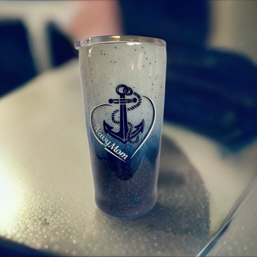 Are you a Navy mom? Enjoy a beverage in this 20oz Tumbler.