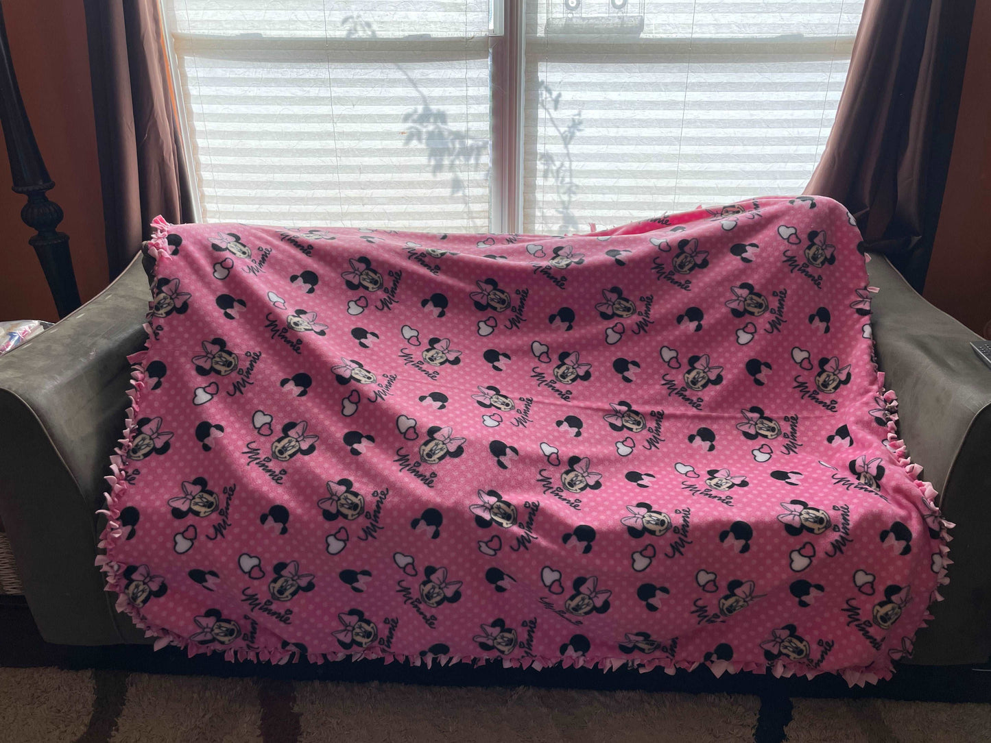 Cuddle up and stay warm with one of my medium size fleece tie knot blankets
