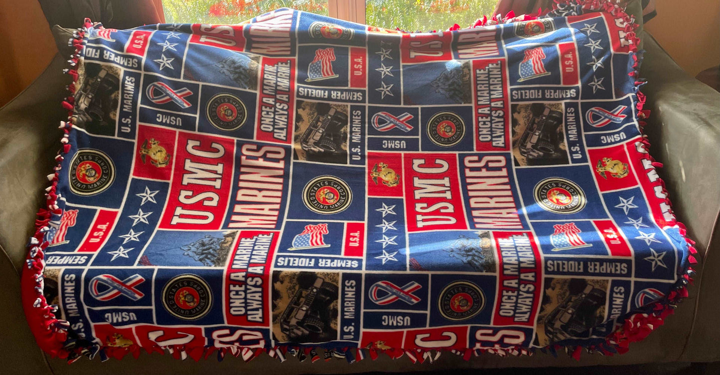 Cuddle up and stay warm with one of my medium size fleece tie knot blankets