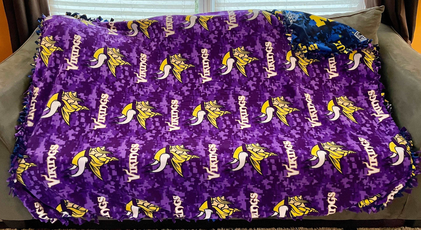 Cuddle up and stay warm with one of my medium size fleece tie knot blankets