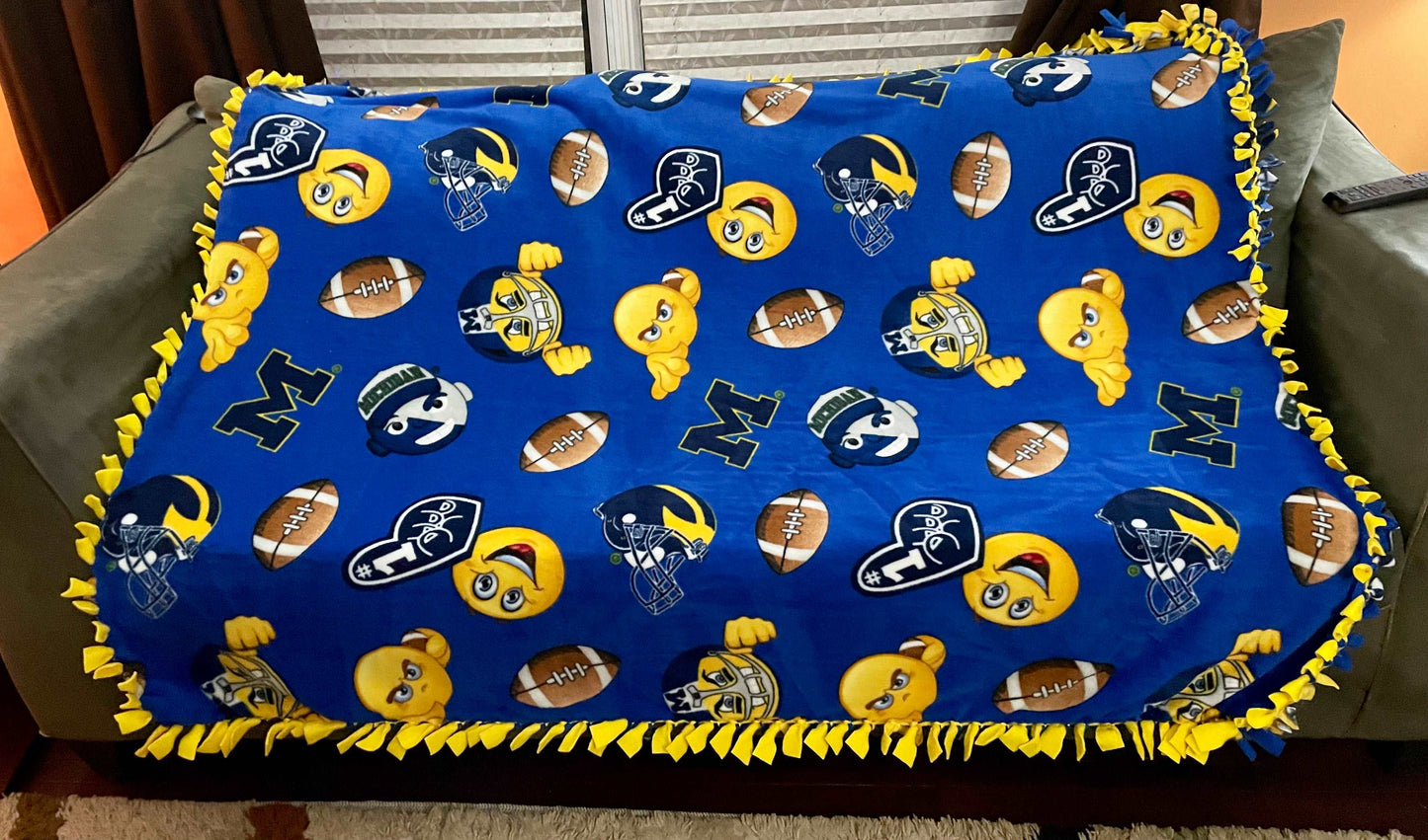 Cuddle up and stay warm with one of my medium size fleece tie knot blankets
