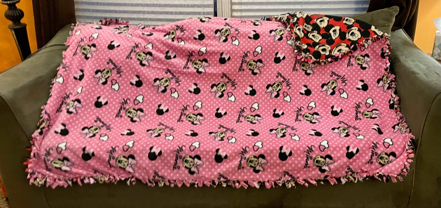Cuddle up and stay warm with one of my medium size fleece tie knot blankets