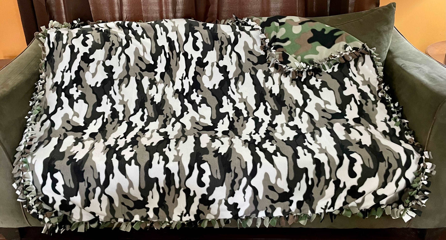 Cuddle up and stay warm with one of my medium size fleece tie knot blankets