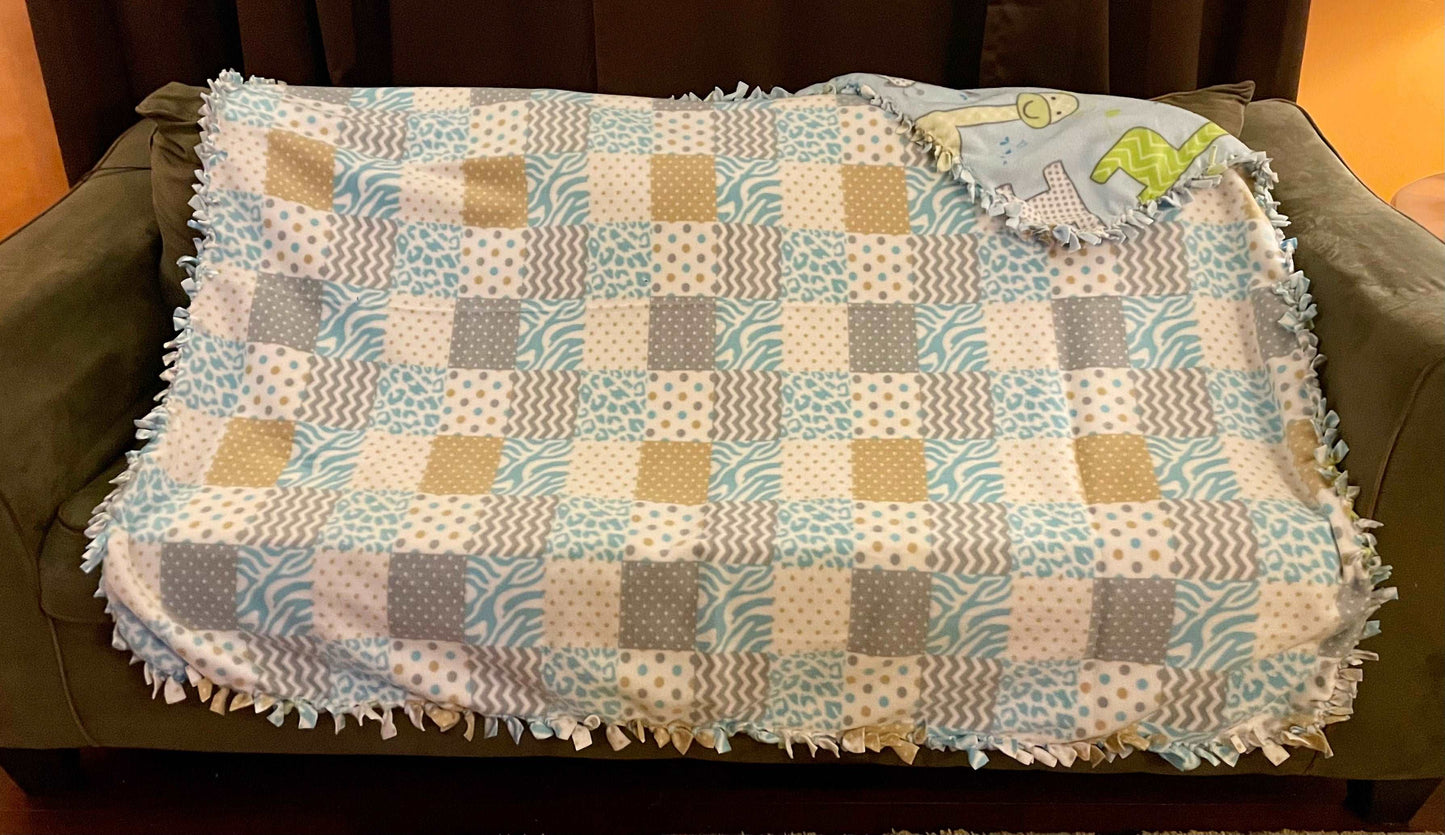 Cuddle up and stay warm with one of my medium size fleece tie knot blankets