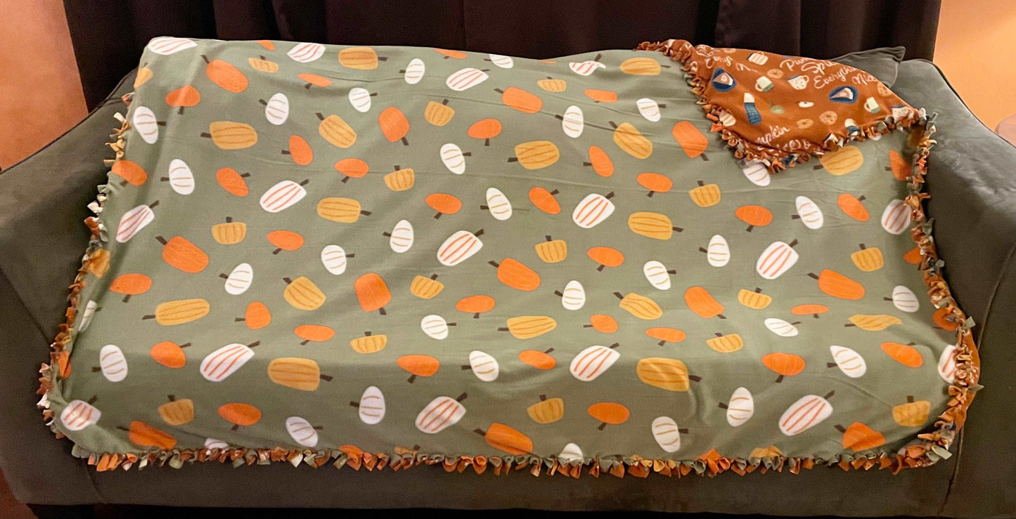 Cuddle up and stay warm with one of my medium size fleece tie knot blankets