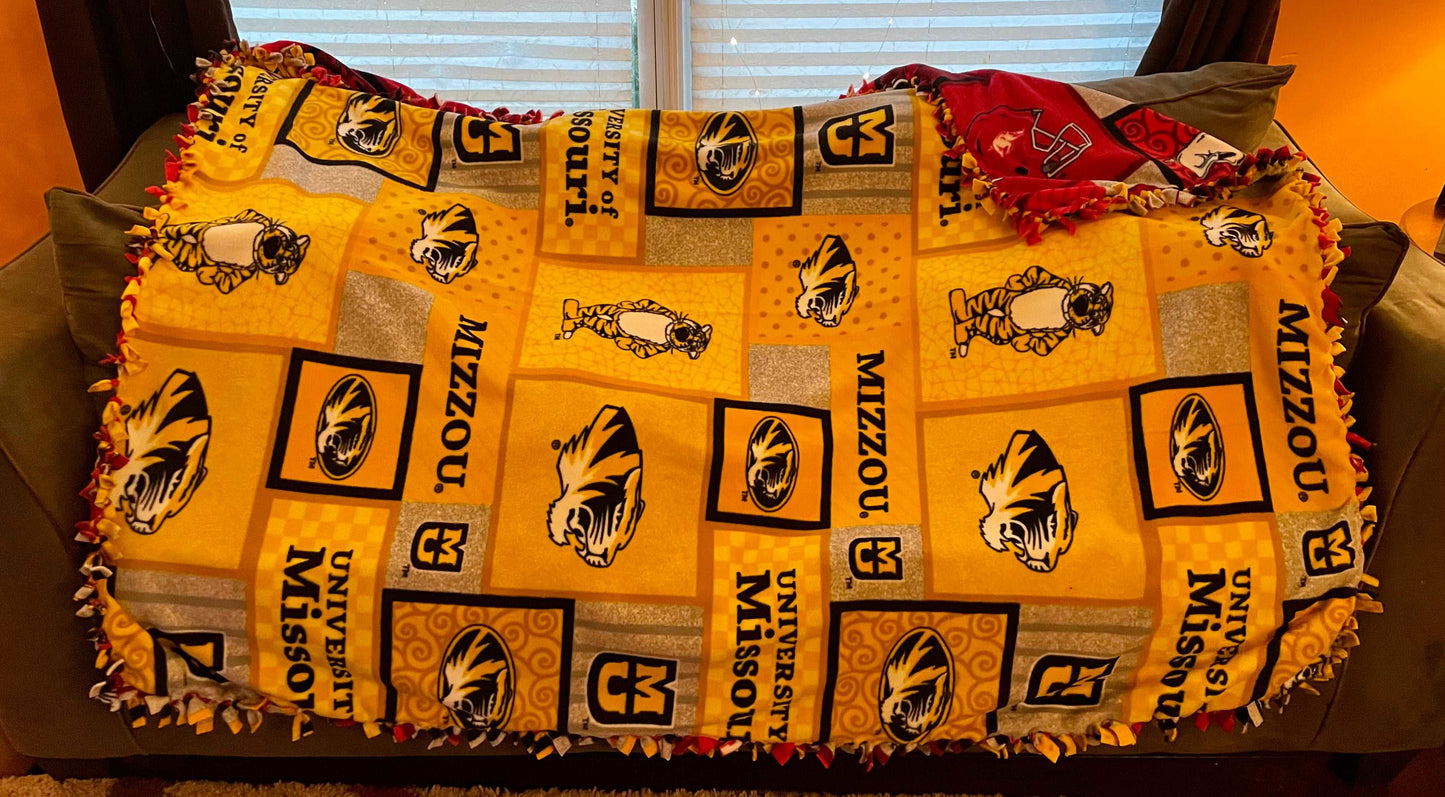 Cuddle up and stay warm with one of my medium size fleece tie knot blankets