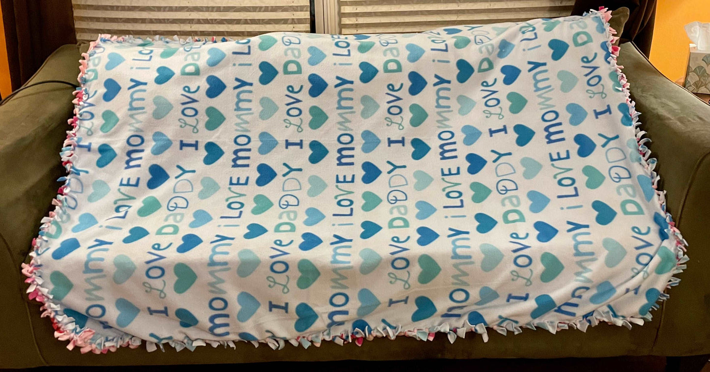 Cuddle up and stay warm with one of my medium size fleece tie knot blankets