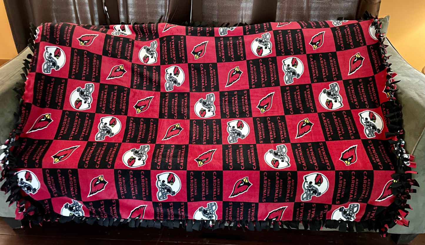 Cuddle up and stay warm with one of my medium size fleece tie knot blankets