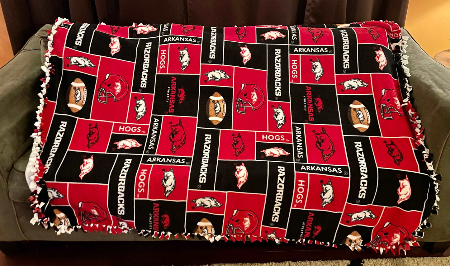 Cuddle up and stay warm with one of my medium size fleece tie knot blankets