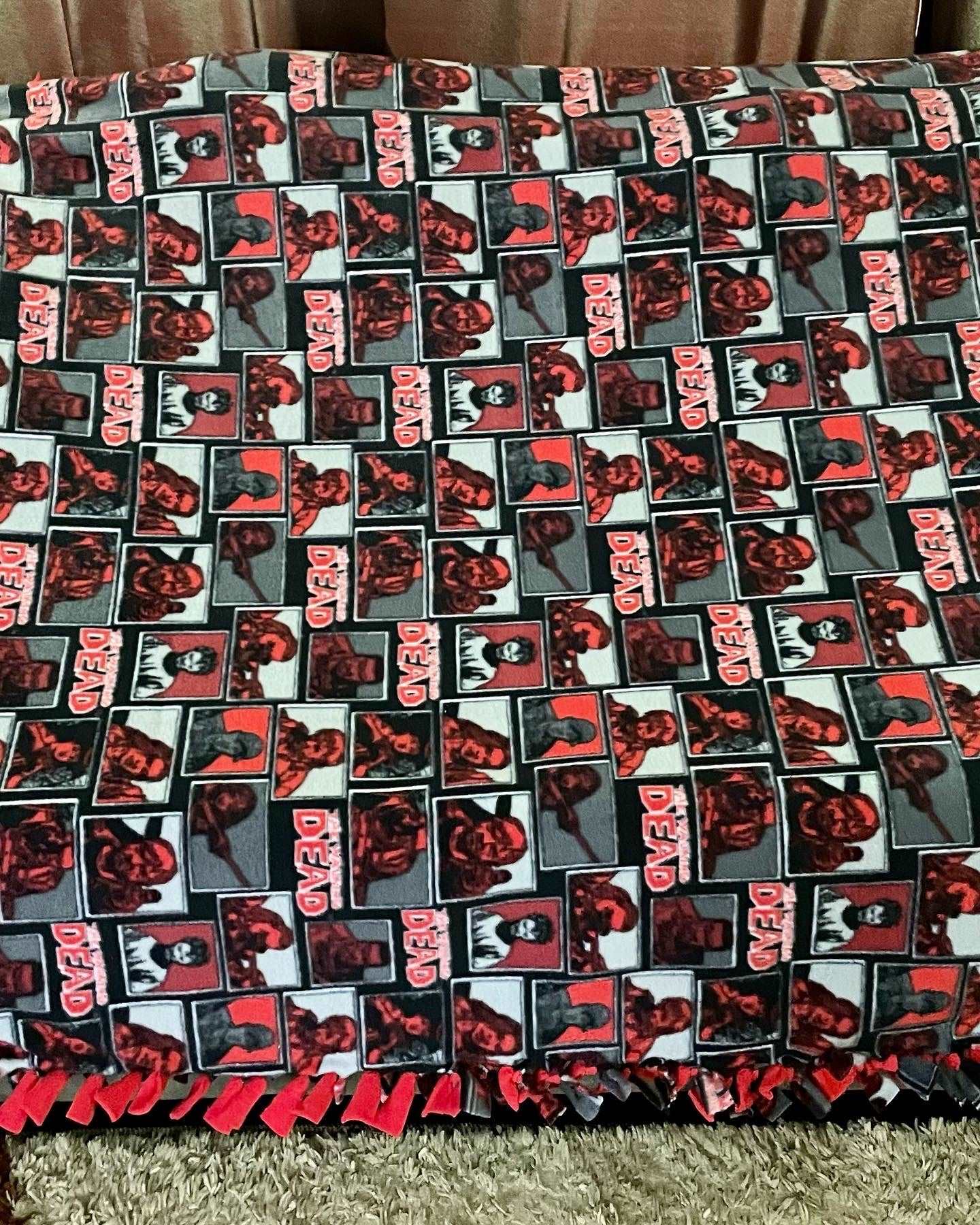 Cuddle up and stay warm with one of my medium size fleece tie knot blankets