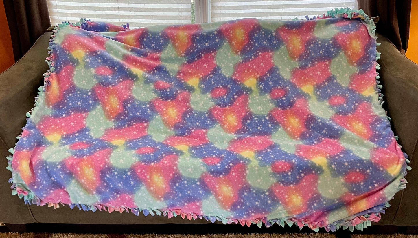 Cuddle up and stay warm with one of my medium size fleece tie knot blankets